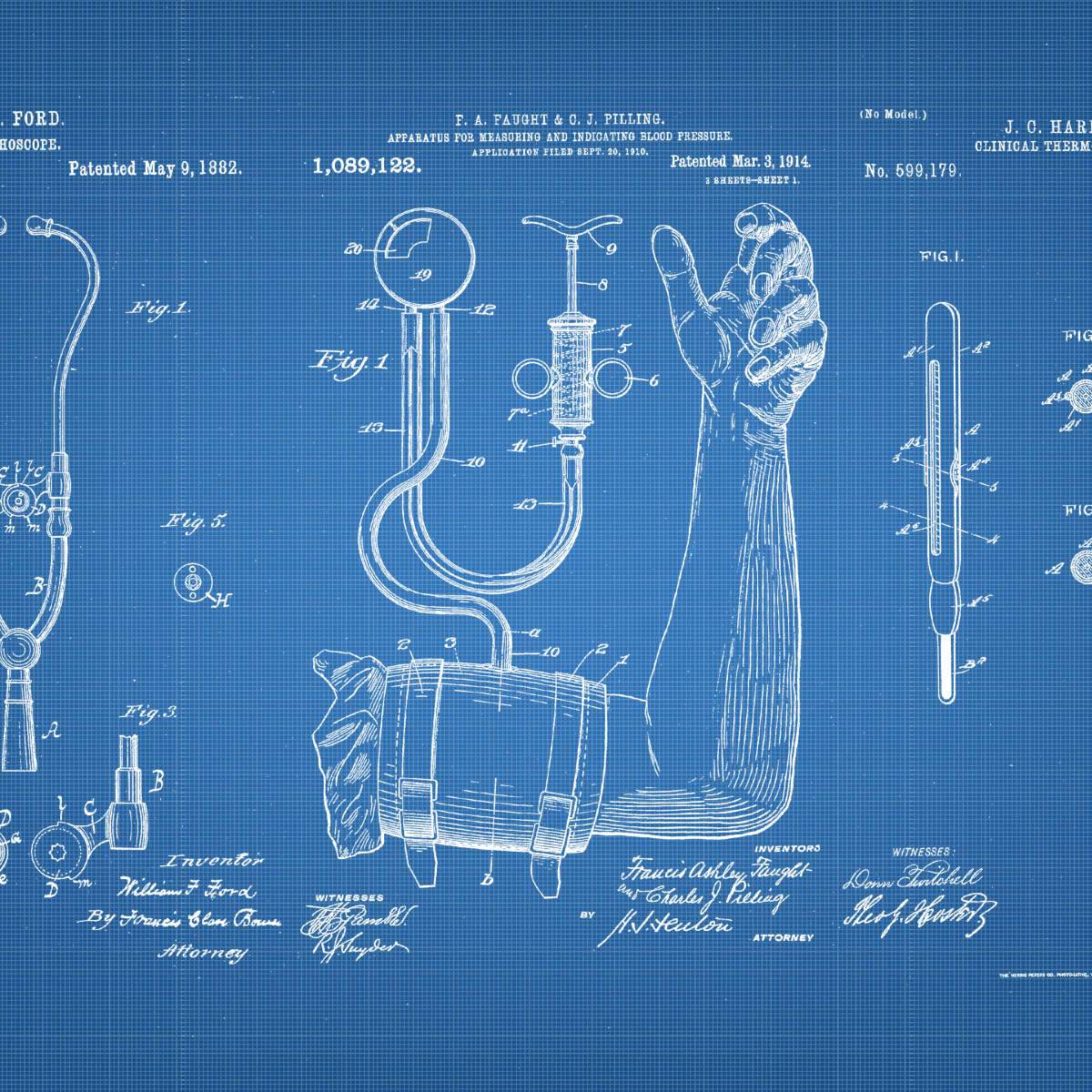 Medical And Dental Blueprints Wall Art