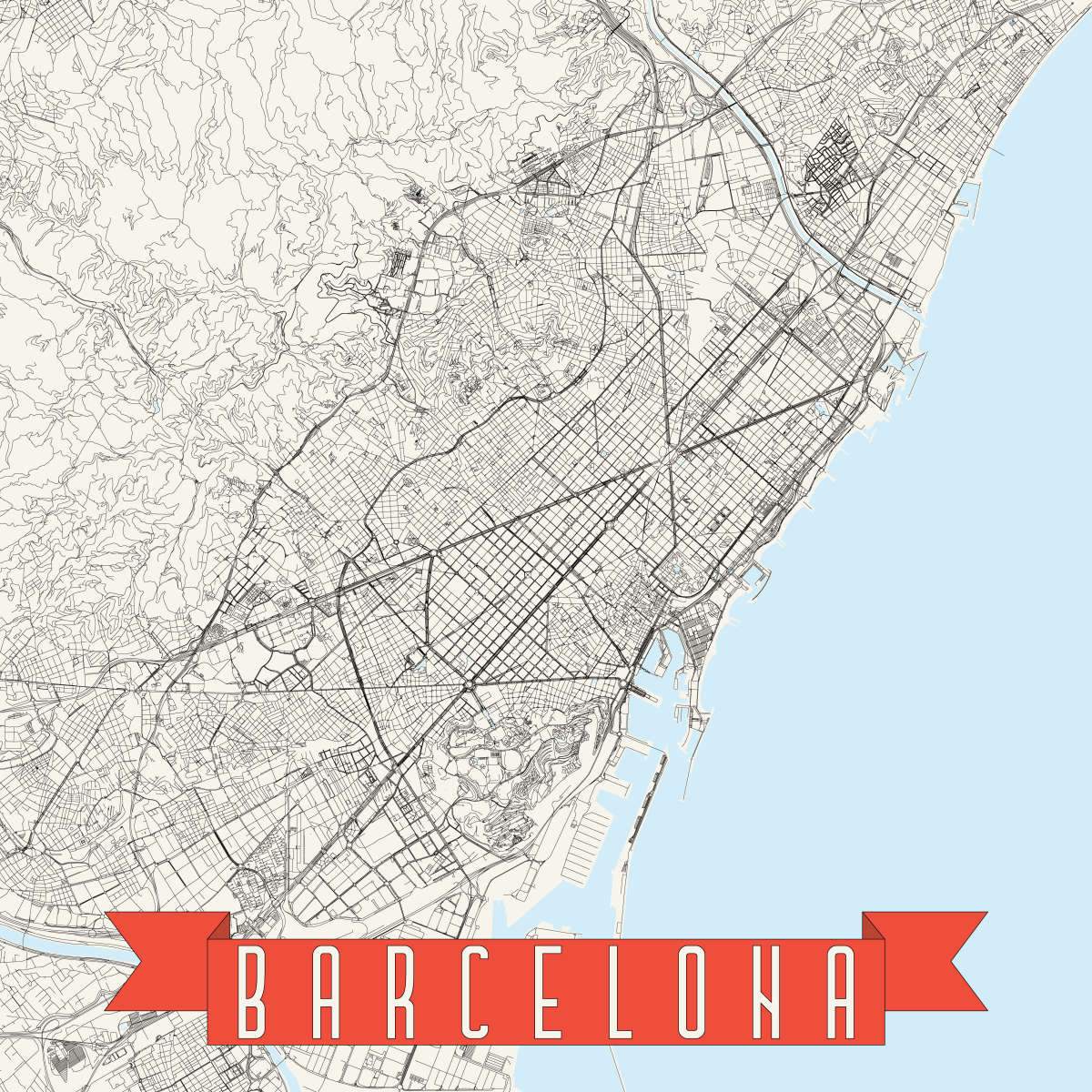 Barcelona Map Wall Art