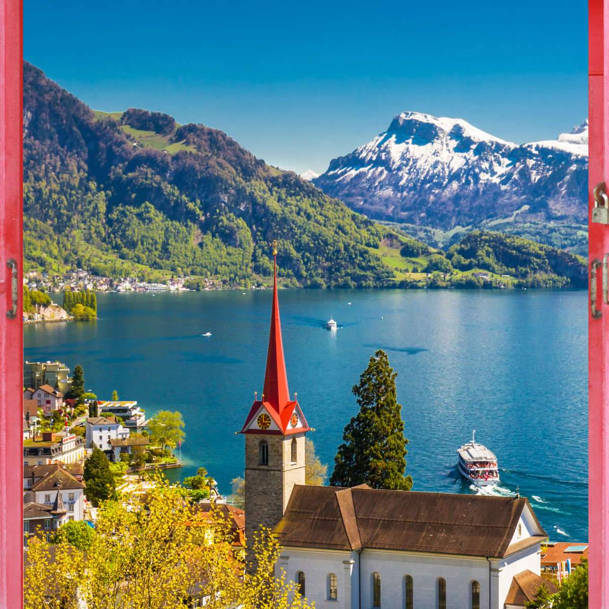 Crestasee Lake Switzerland Wall art Elephant Stock