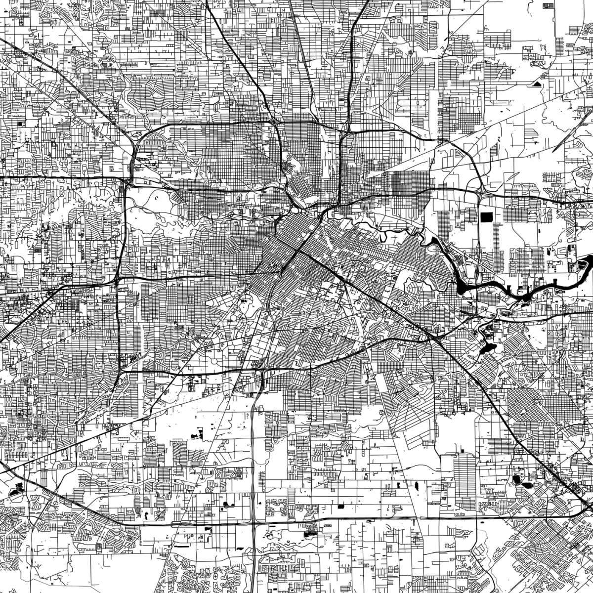 Houston Map Wall Art