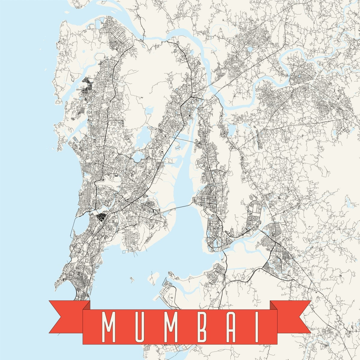 Mumbai Map Wall Art