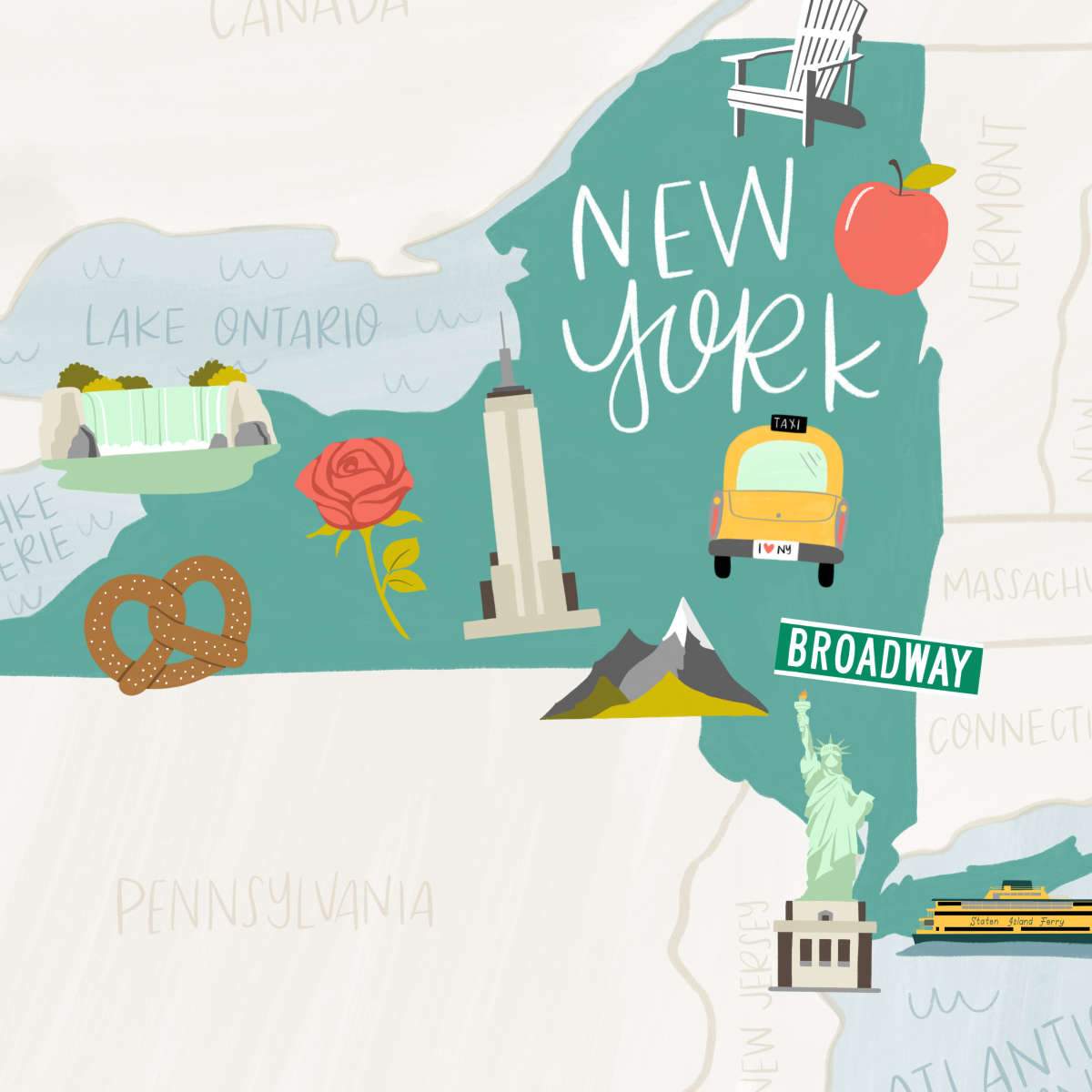 New York Map Wall Art