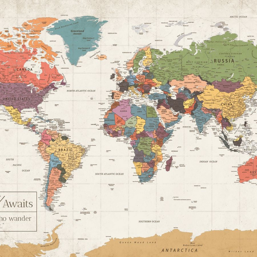 Personalized Be The Navigator II Push Pin World Map | Elephant Stock