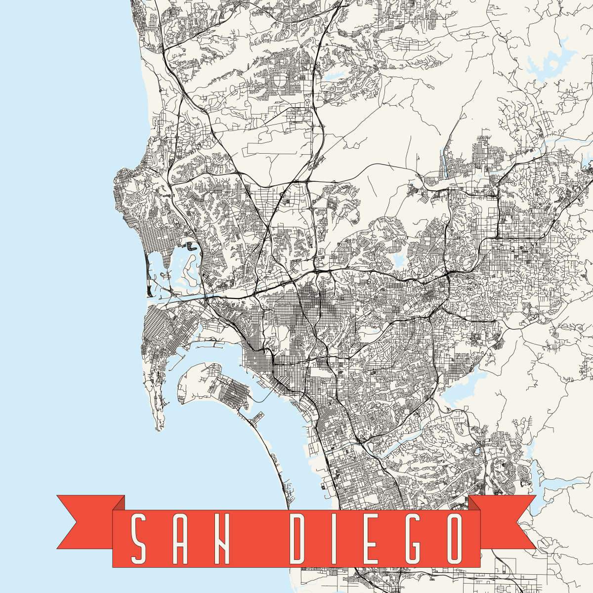 San Diego Map Wall Art