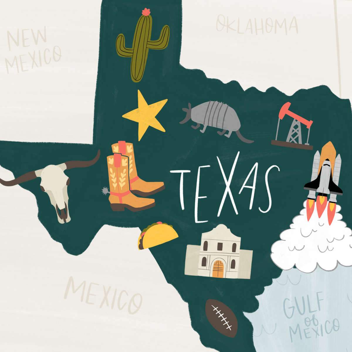 Texas Map Wall Art