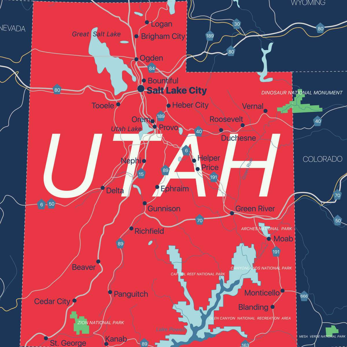 Utah Map Wall Art